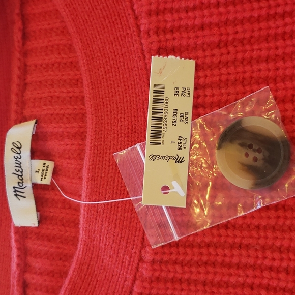 Madewell NWT Calloway Boatneck Sweater Large Merino Wool Blend Enamel Red - Picture 9 of 10
